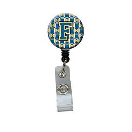 TEACHERS AID Letter F Football Blue & Gold Retractable Badge Reel5 x 1 x 2 in. TE951357